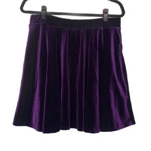 Purple Velvet Mini Flare Skater Skirt Size L